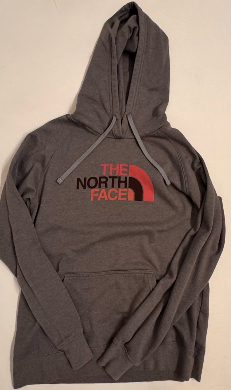 The North Face Women's Pullover Hoodie Sweatshirt Gray/Pink Size M Fleece